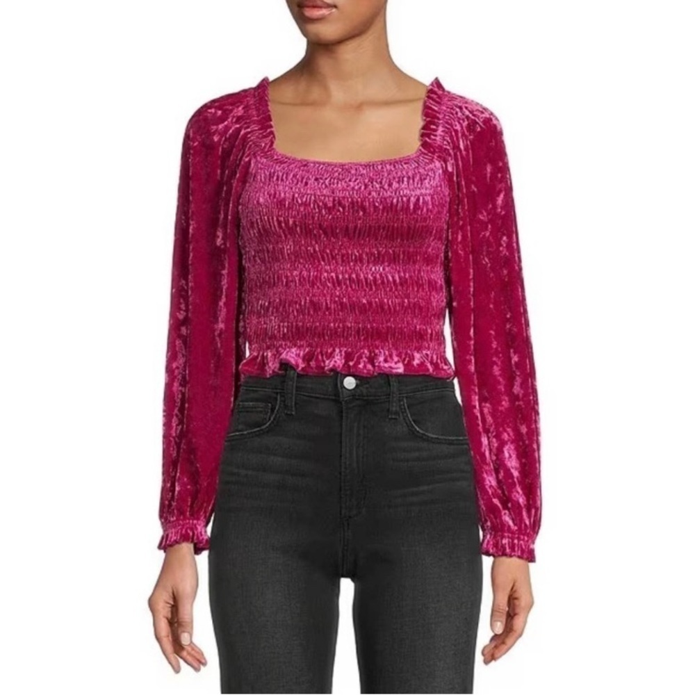 En Saison Danbury Crushed Velvet Smocked Top Size 1X NEW